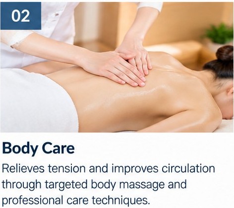 Body care and circulation work before the facial at Face Jion